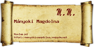 Mányoki Magdolna névjegykártya